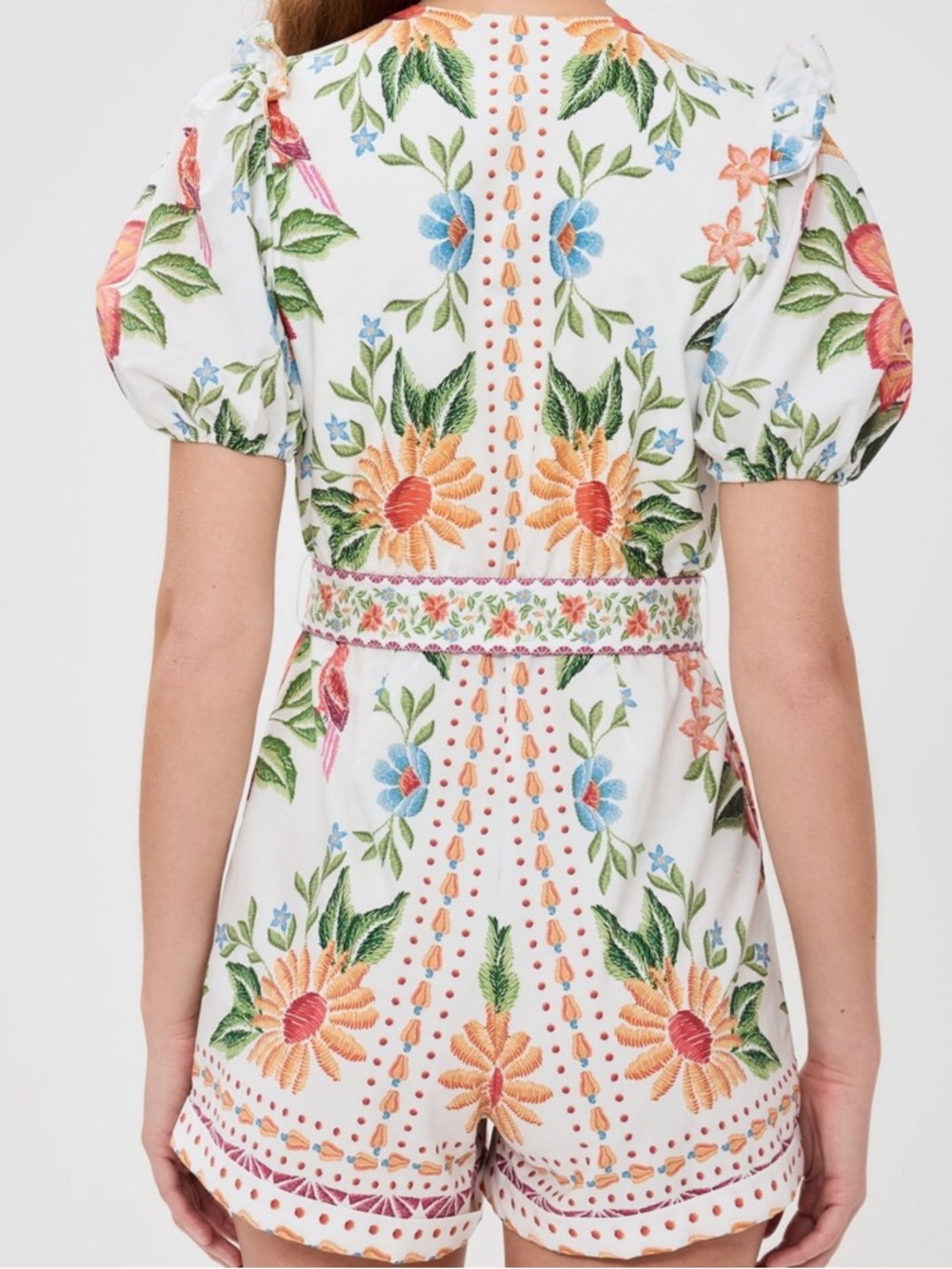 Farm Rio bloom garden off white romper tropical floral NWT resortwear vacation - Picture 3 of 5
